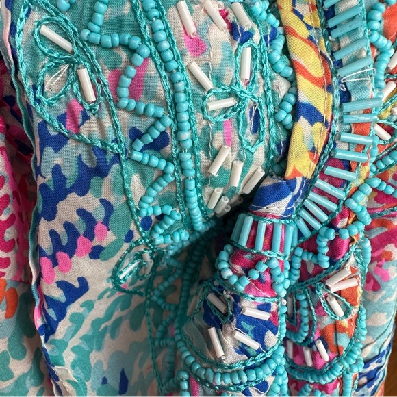 Lilly Pulitzer Sarasota Beaded Tunic Top Electric Feel Cameo Sz S - Picture 15 of 16